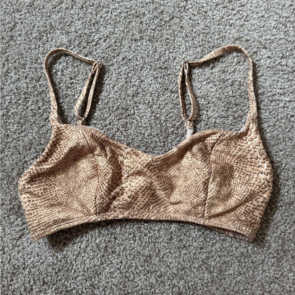 Textured Tan Bathing Suit Top